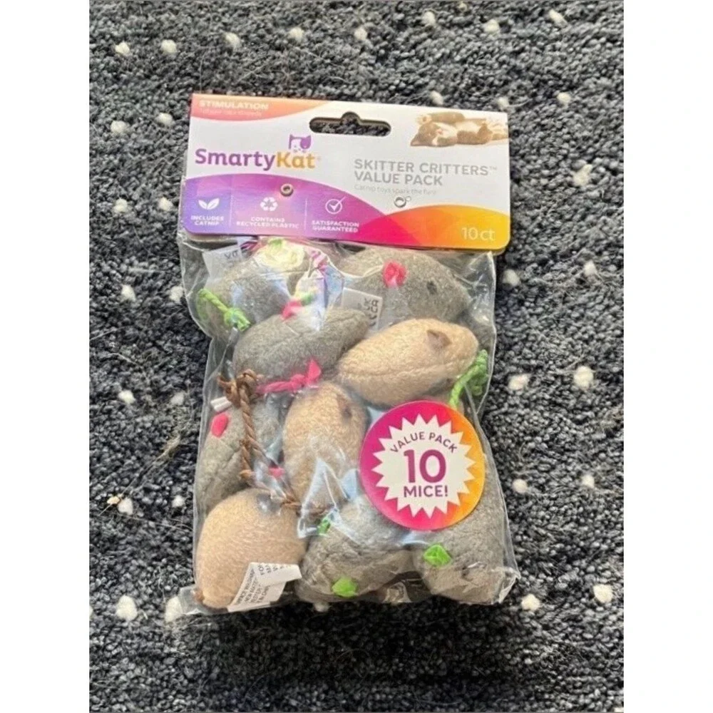 New Package of 10 SmartyKat Mice Cat Toys
